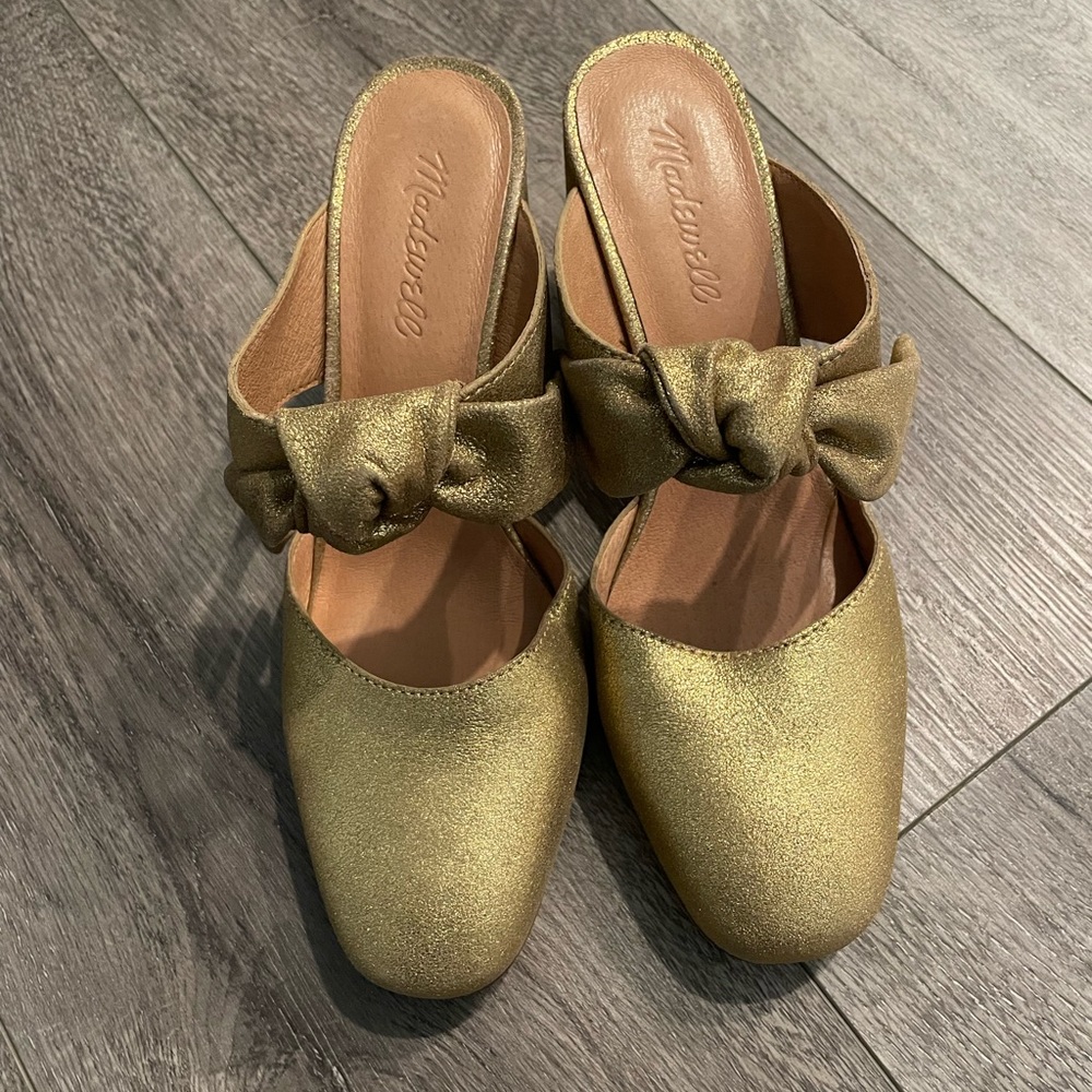 Madewell Zoe Bow Mule in Metallic Leather